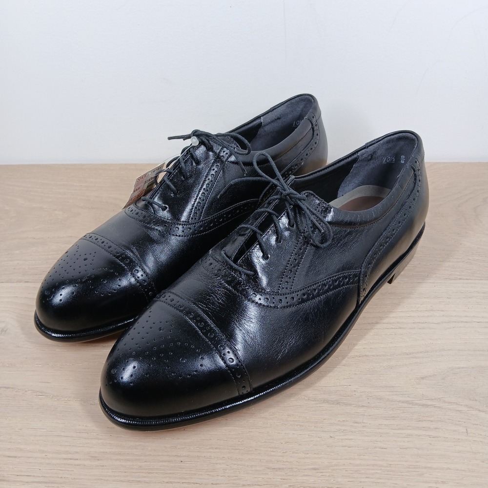 Easy Spirit Oxford Shoes Mens 10.5 Black Leather Cap Toe Dark Academia
